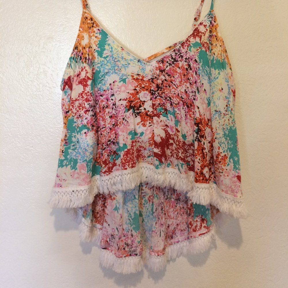 Dani Collection Bloom Fringe Crop Top